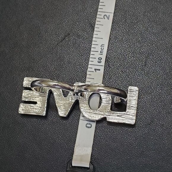 Silver tone and black double finger love ring - Picture 9 of 11